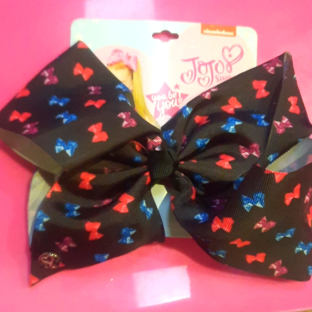 JoJo Signature Bow 💜 Black w/ Purple, Pink & Blue Bows